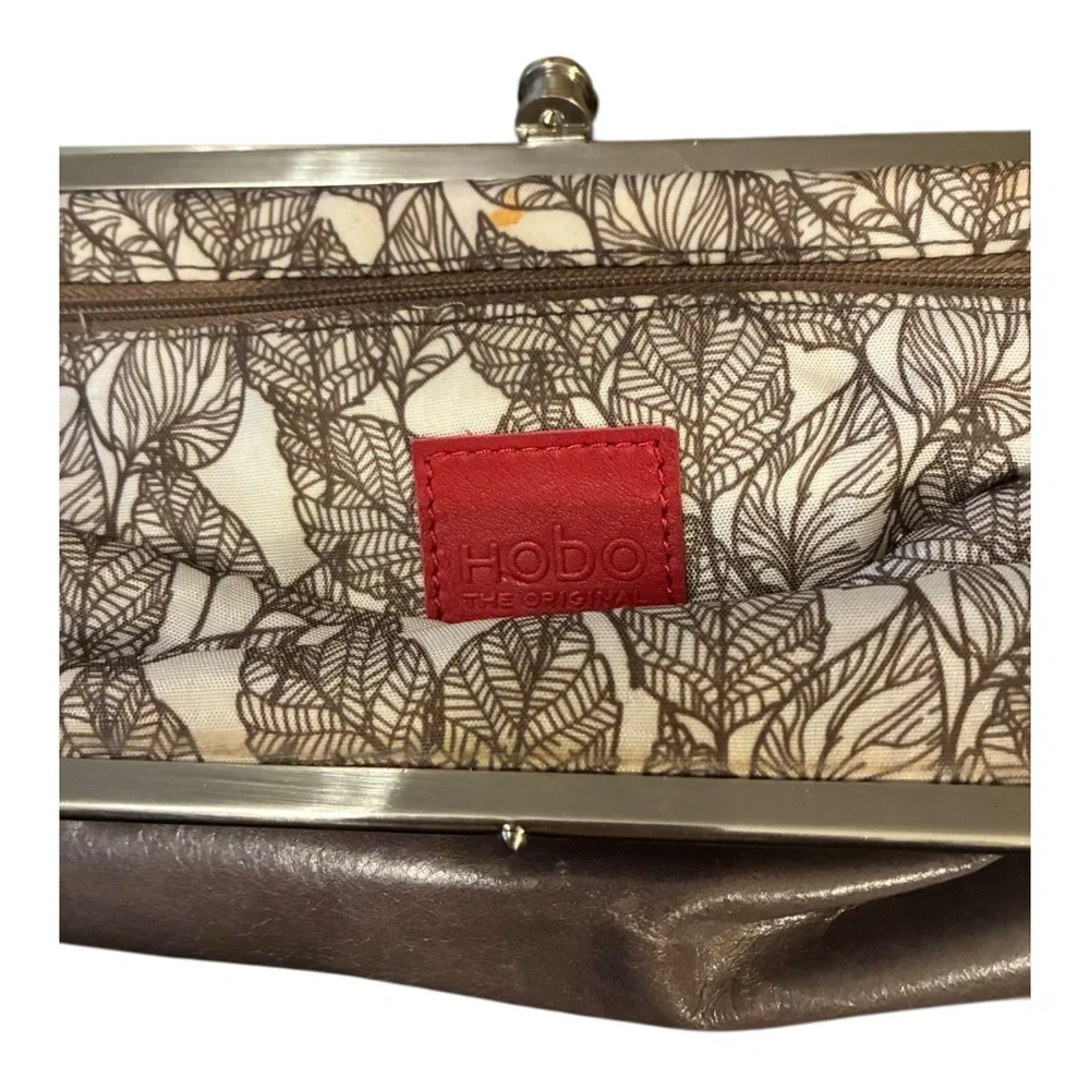 HOBO International Lauren Leather Double Frame Clutch Wallet | Gravel Gray